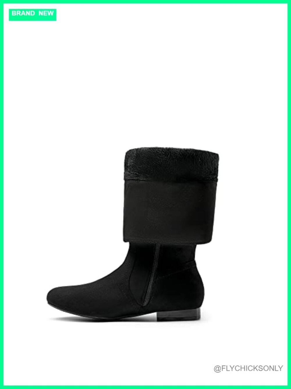 Wide Calf Knee High Boots Faux Fur Lined Slouchy Faux Suede - Picture 4 of 6